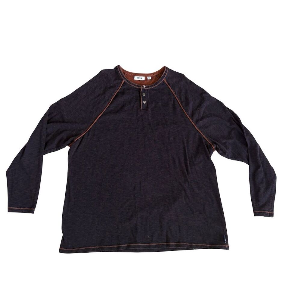 ROWM‎ Men's 2XB Long Sleeve Henley Shirt Multicolor Big & Tall
